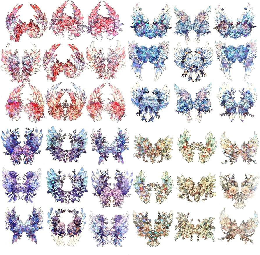 40Pcs Large Gilt Flower Wings Stickers for Scrapbooking,Self-Adhesive Floral WingsStickers Scrapb... | Amazon (US)