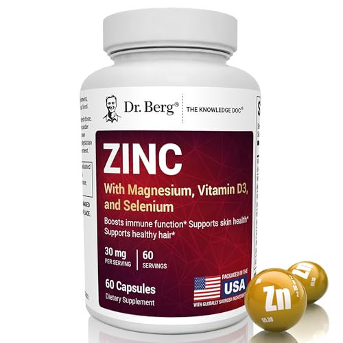 Dr. Berg Zinc 30mg Enhanced with Magnesium, Vitamin D3, Selenium, & Copper - Zinc Supplements for Men & Women - Chelated Zinc for Immune, Skin, Hair, & Nails Support* - 60 Capsules | Amazon (US)