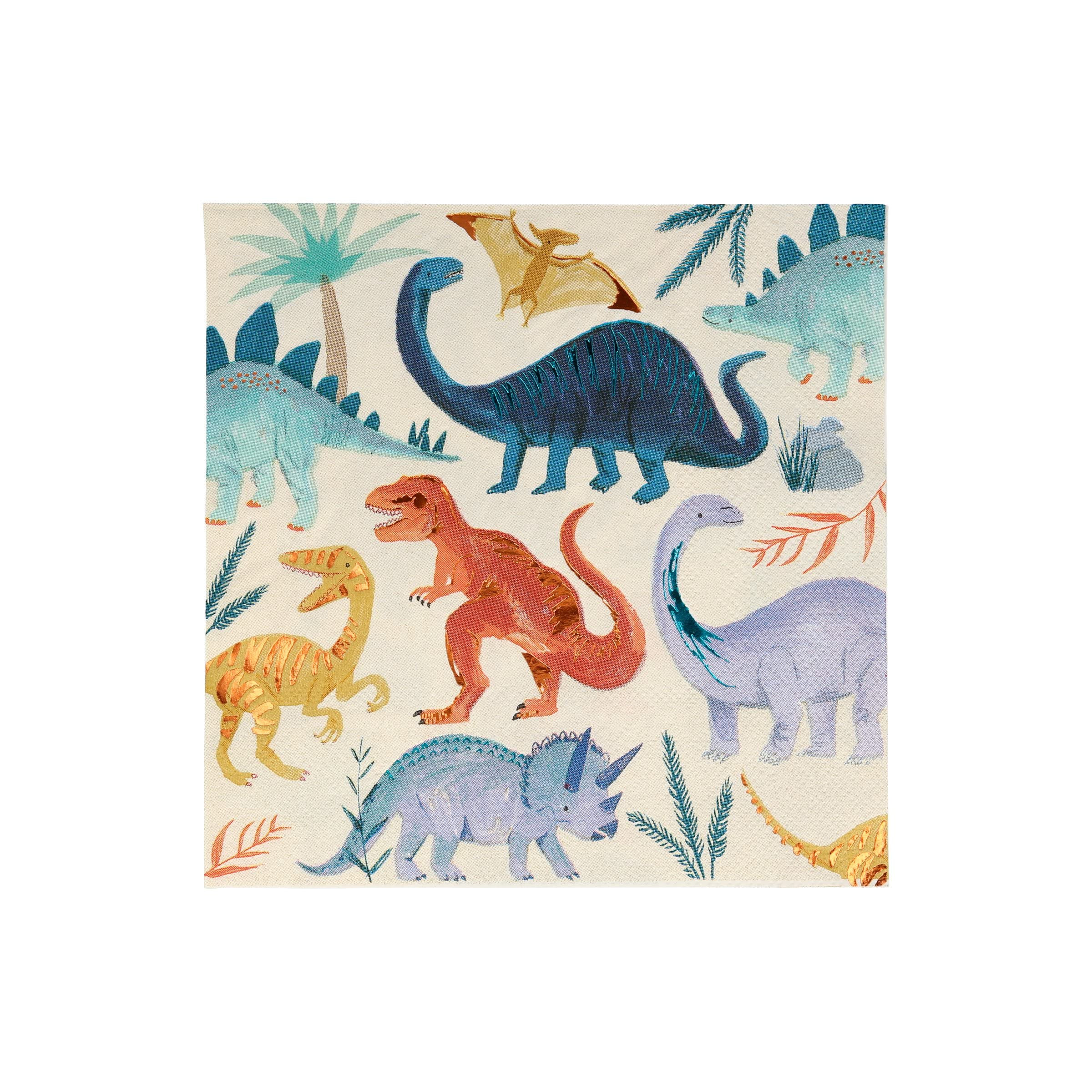 Meri Meri Dinosaur Napkins (Pack of 16), Thick & Absorbent 3-Ply Paper, Dinosaur Party Paper Napk... | Amazon (US)