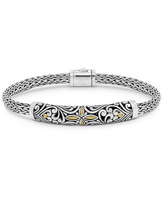 Bali Filigree with Dragon Bone Chain Bracelet in Sterling Silver and 18K Gold - Macy's | Macy's