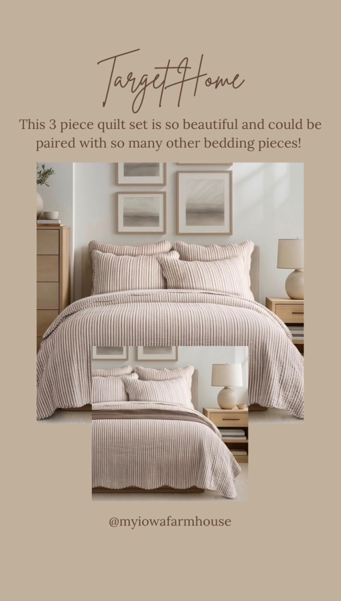 This 3 piece set is the perfect neutral color. It would look amazing with some chocolate brown throw pillows and comforter! ￼

#LTKHome