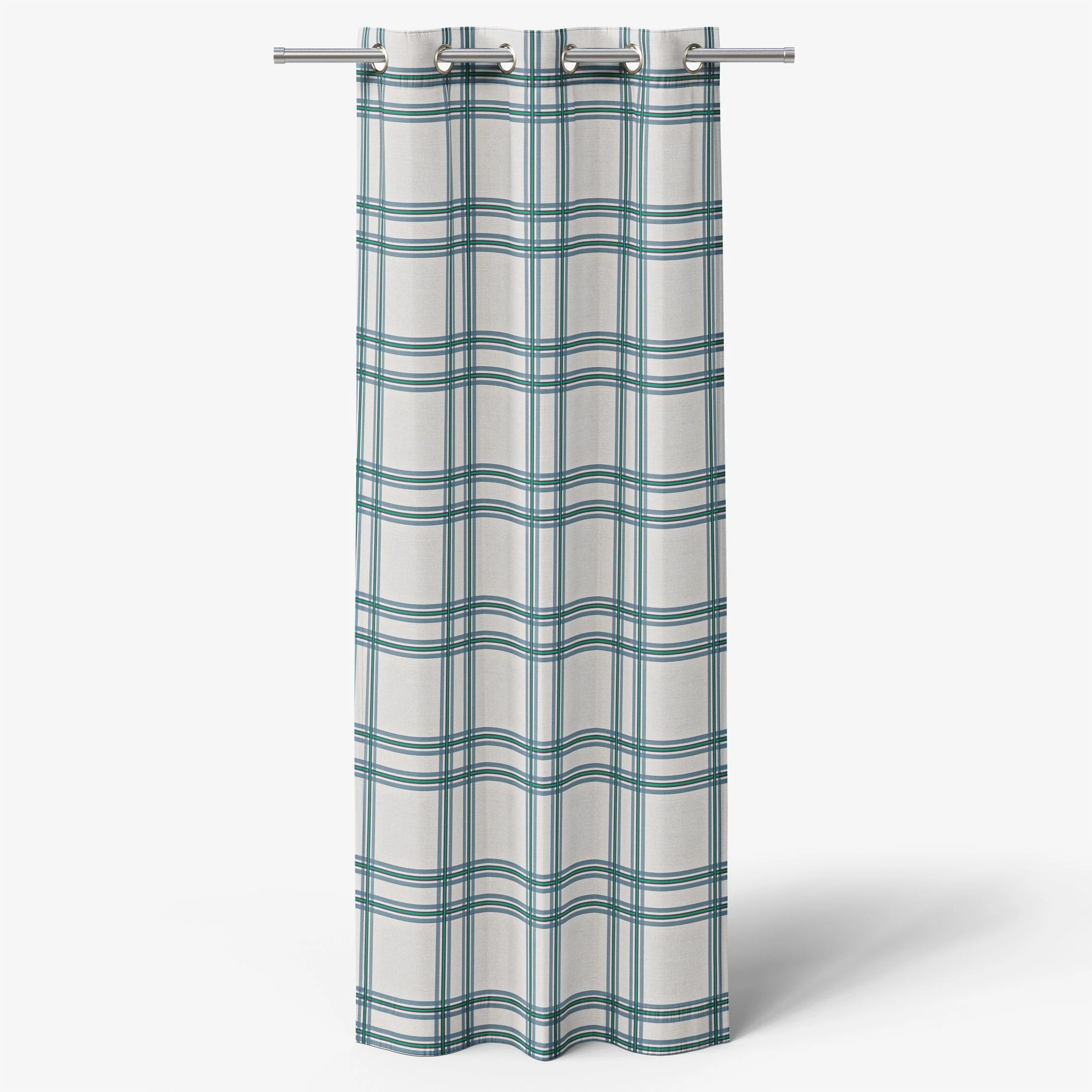 Mainstays Kids White and Blue Plaid Check Light Filtering Grommet Single Curtain Panel, 38" W x 6... | Walmart (US)
