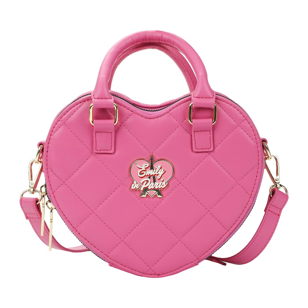 Emily In Paris Women's Pink Heart-Shaped Crossbody Handbag | Target