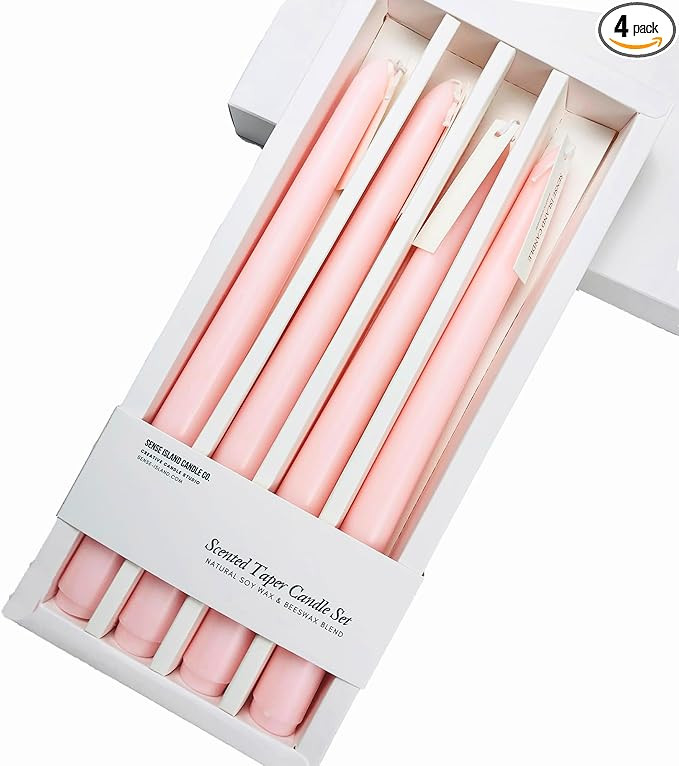 Pink Taper Candles 10 Inch Set of 4 | Soy Taper Mild Aroma | Beautiful Home Decor | Gift for Fami... | Amazon (US)