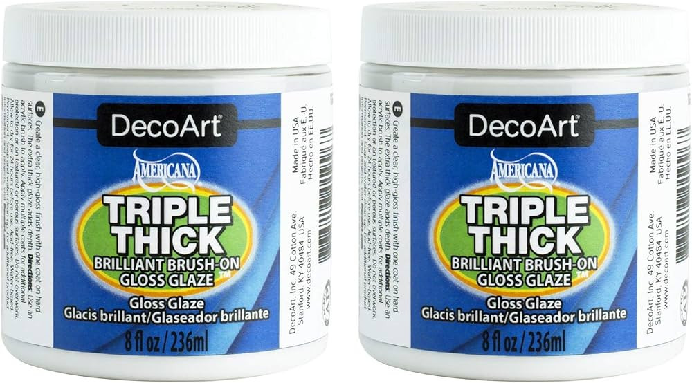 2-Pack Bundle - DecoArt Triple Thick Gloss Glaze (Jar) - 8-Ounces Each | Amazon (US)