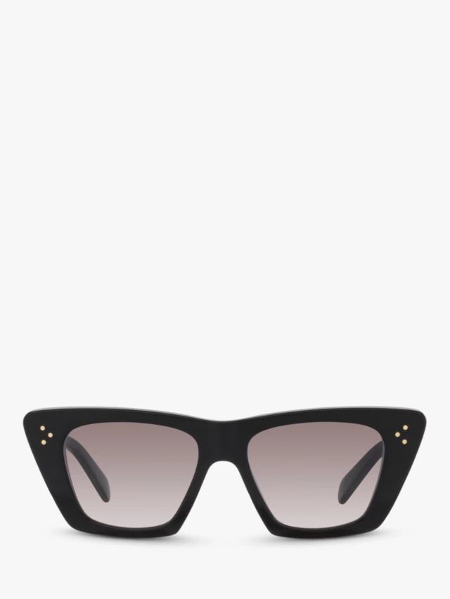 CelineCL40187I Women's Cat's Eye Sunglasses, Shiny Black/Beige Gradient | John Lewis (UK)