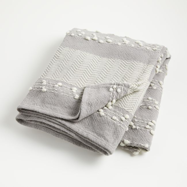 Grey Textured Throw Blanket | Crate & Barrel
