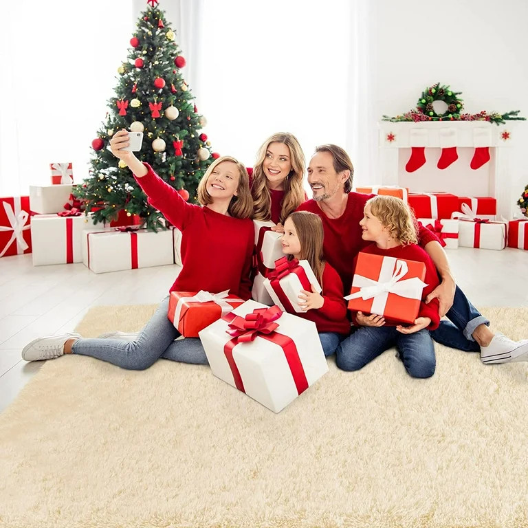 Softlife Super Soft Fluffy Area Velvet Rugs for Bedroom, 5.3' x 7.5' , Beige | Walmart (US)