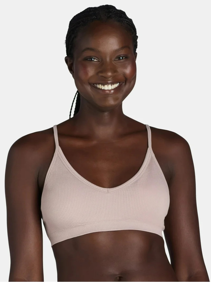 No Boundaries Seamless Ribbed Triangle Bralette, Sizes XS-XXXL | Walmart (US)