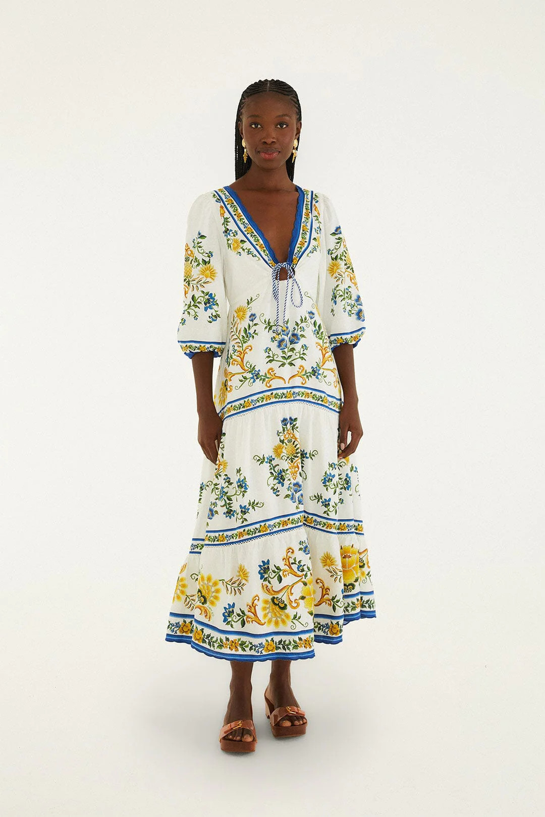 Off-White Emily Floral Tapestry Drawstring Midi Dress, EMILY FLORAL TAPESTRY OFF-WHITE / XL | FarmRio (US)