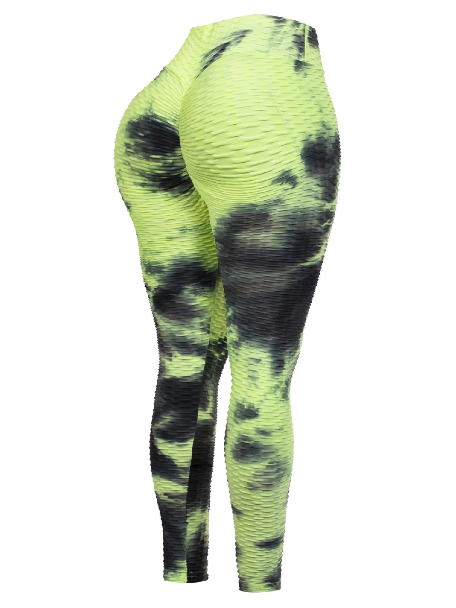 MixMatchy Women's High Waist Textured Tie Die Slimming Workout Brazilian Leggings Tights | Walmart (US)