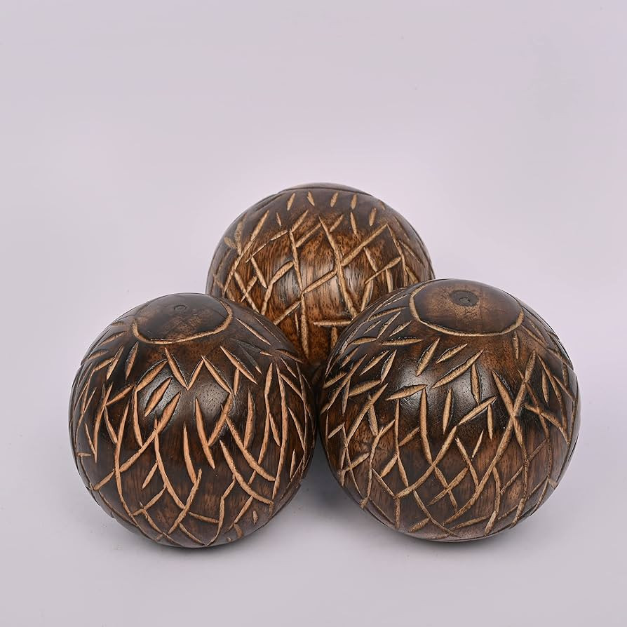 Samhita Decorative Mango Wood Round Balls Set of 3 for Home Decor Modern Decorative Balls for Liv... | Amazon (UK)