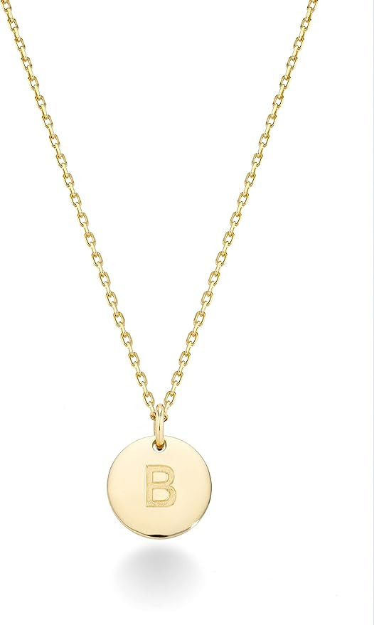 Miabella 925 Sterling Silver or 18K Yellow Gold Over Silver Round Initial Pendant Necklace for Wo... | Amazon (US)