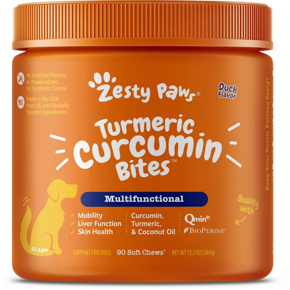 Zesty Paws Multifunctional Turmeric Curcumin Soft Chews for Dogs - Duck Flavor - 90ct | Target