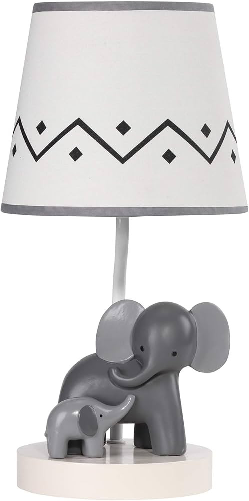 Lambs & Ivy Me & Mama White/Gray Elephant Nursery Lamp with Shade & Bulb | Amazon (US)