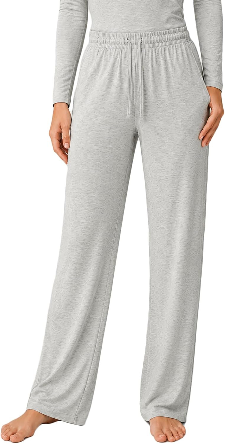 Zylioo Lounge Pants for Women Tall Ribbed Straight Leg Drawstring Pants | Amazon (US)