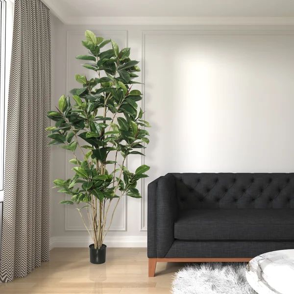 7' Potted Artificial Green Rubber Tree | Wayfair Professional