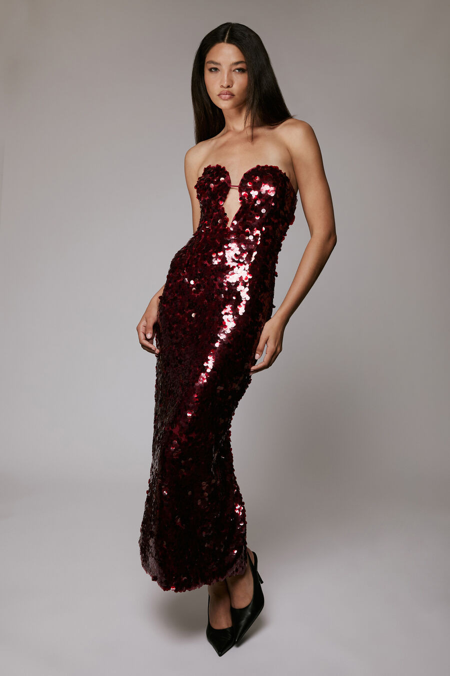 braya sequin midi dress in famous red | Bardot (US)