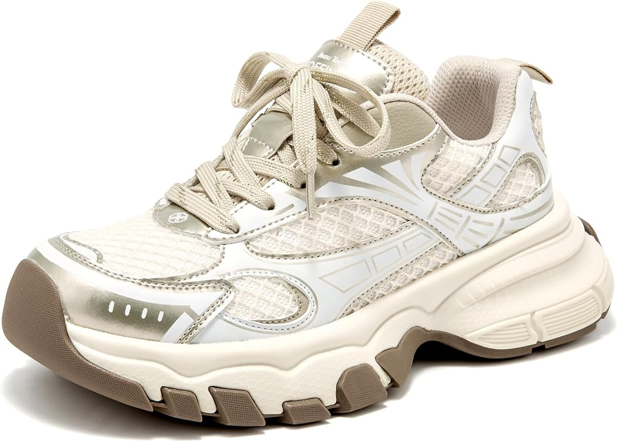 BEAU TODAY Walking Sneakers for Women Fashion Walking Shoes Chunky Platform Sneakers for Women Co... | Amazon (US)