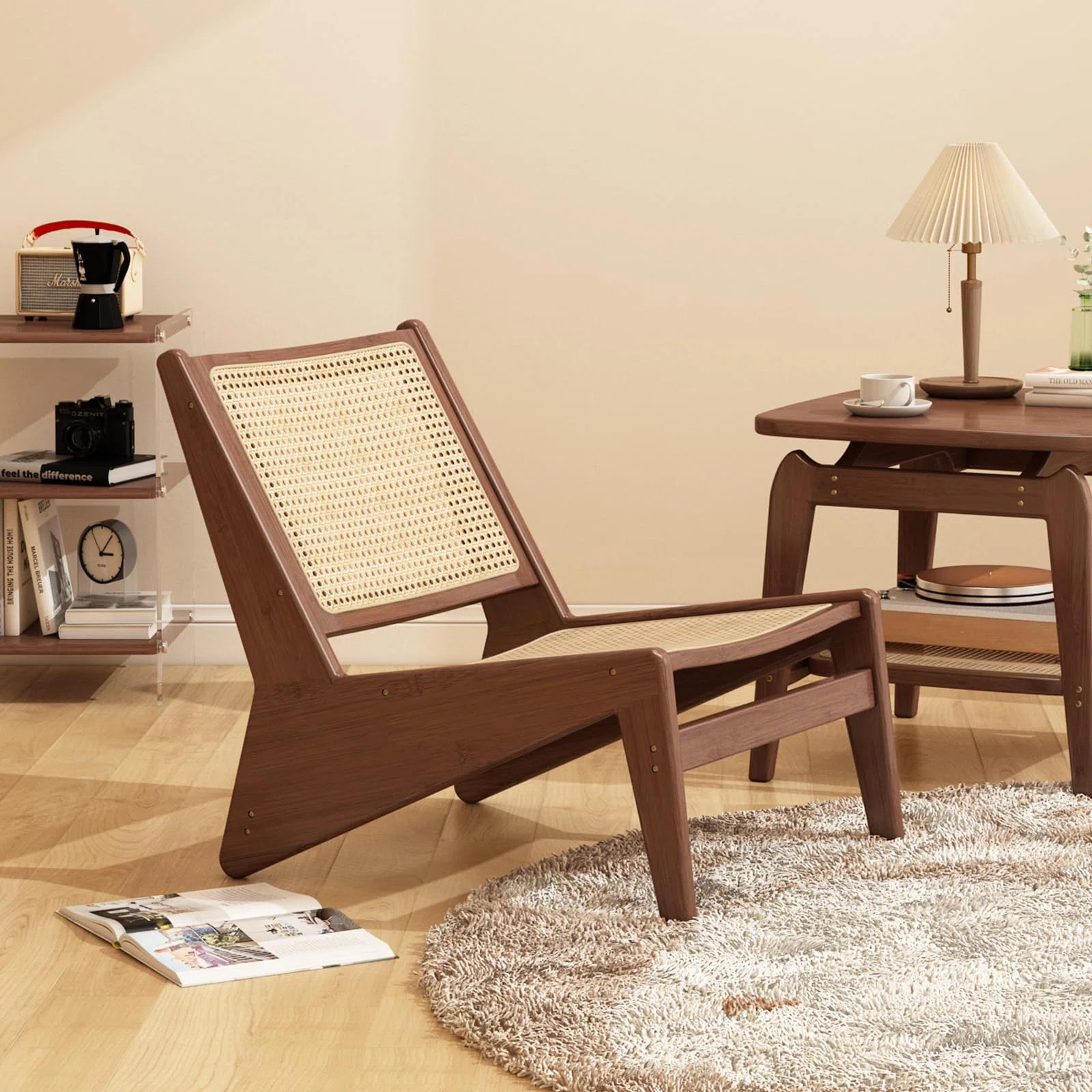 Mid-Century Accent Chair, Rattan Lounge Chair For Living Room | Wayfair North America