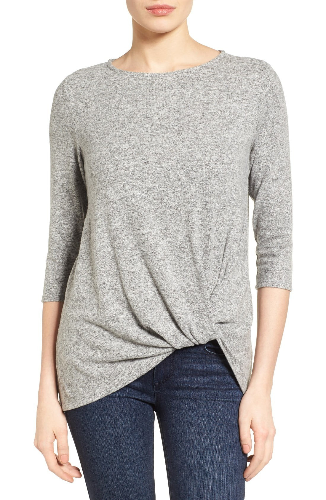 Twist Front Cozy Fleece Pullover | Nordstrom
