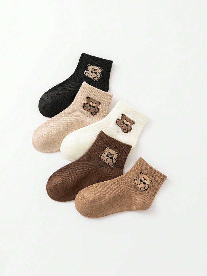 5pairs Children's Mesh Design Hollow Out Unisex Socks For Boys And Girls | SHEIN