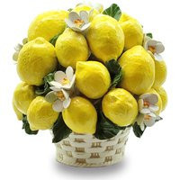 Handmade Tuscan Lemon Basket Centerpiece, Hand-Painted Ceramic Kitchen Decor | 12 Inch | Etsy (US)