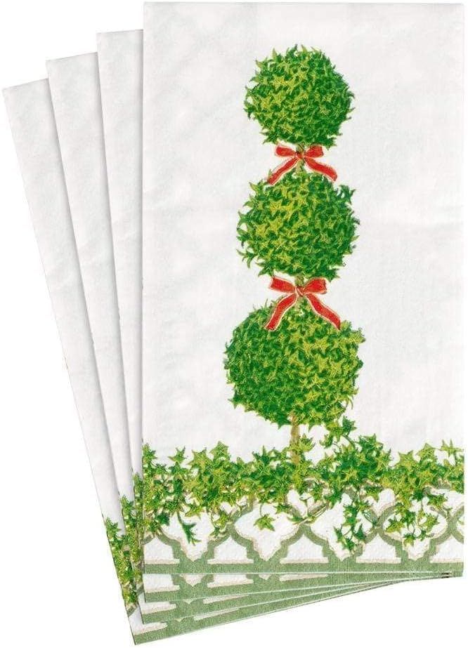 Caspari Topiaries Paper Guest Towel Napkins in Green Border - 15 Per Package | Amazon (US)