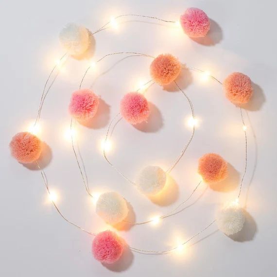 Pink Pom Pom String Lights | Etsy (US)