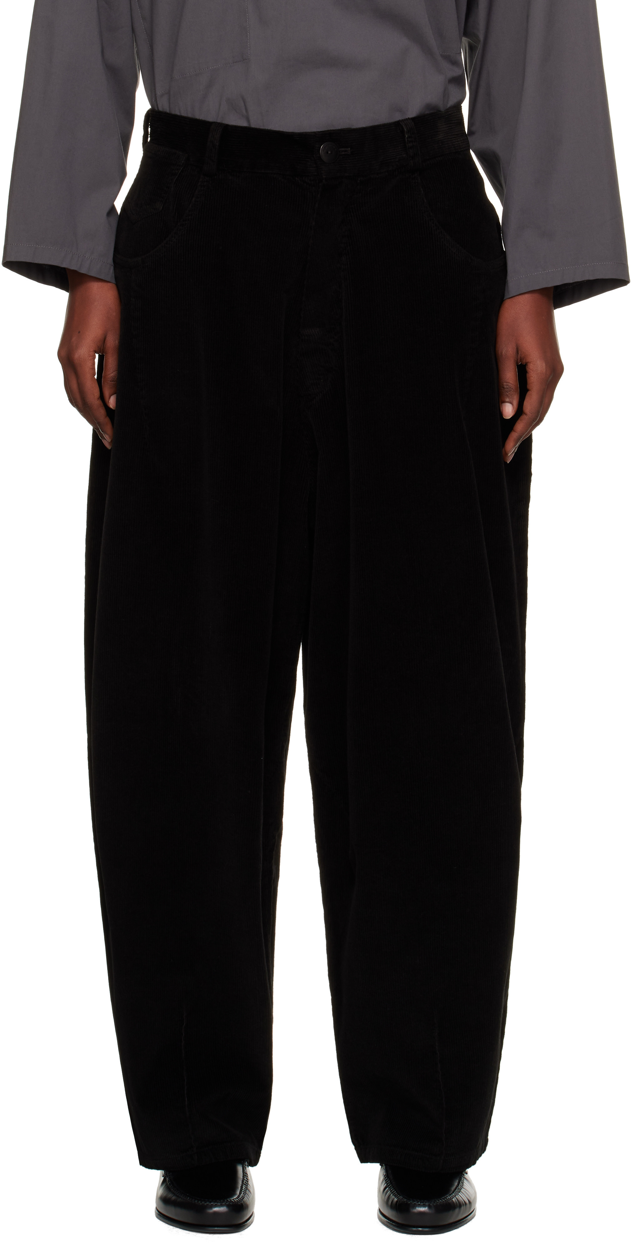 Cordera Black Corduroy Baggy Trousers | SSENSE