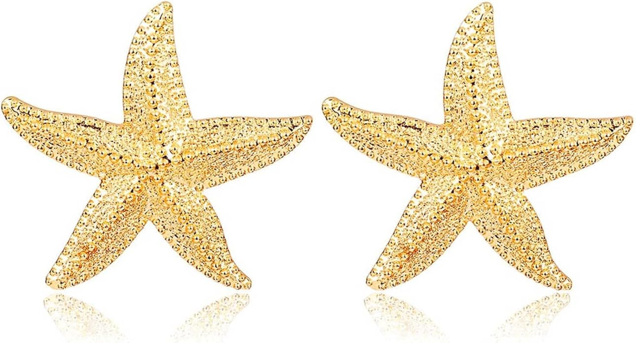 Amazon.com: Aksod Starfish Earrings Large Gold Statement Big Star Earrings for Women Boho Fashion... | Amazon (US)