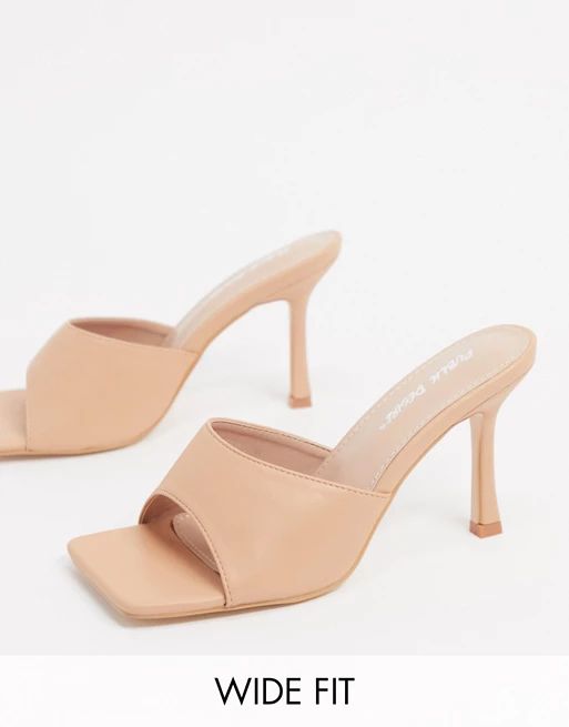 Public Desire Wide Fit Harlow mule with square toe in beige | ASOS (Global)