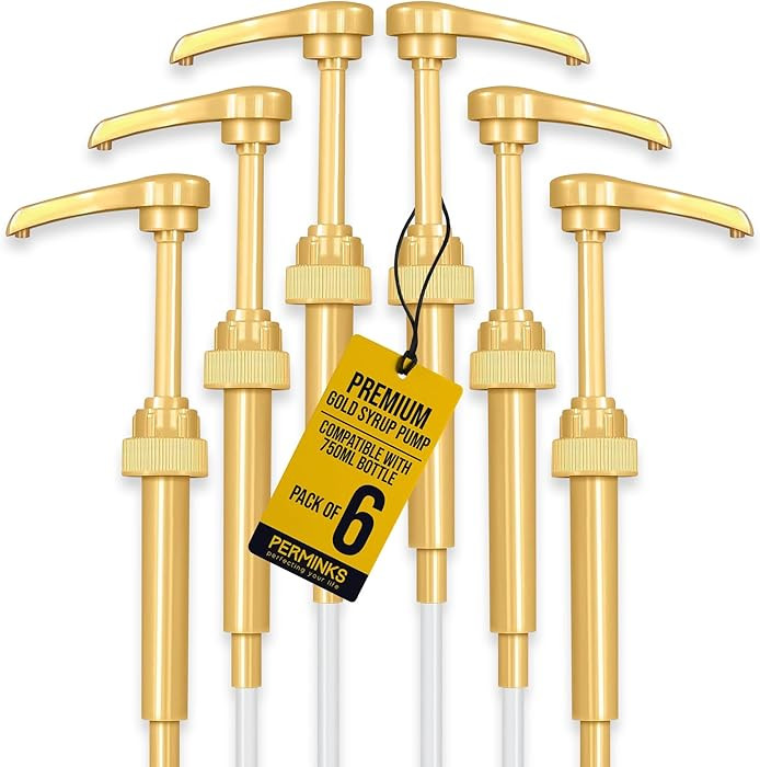 6 pack Coffee Syrup Pump Dispenser (Gold) - Compatible with Torani, Davinci and Skinny Syrup Bott... | Amazon (US)