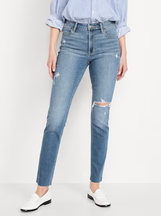 High-Waisted Wow Straight Ankle Jeans | Old Navy (US)