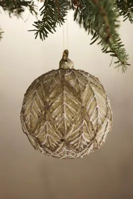 Frosted Leaf Globe Ornament | Anthropologie (US)