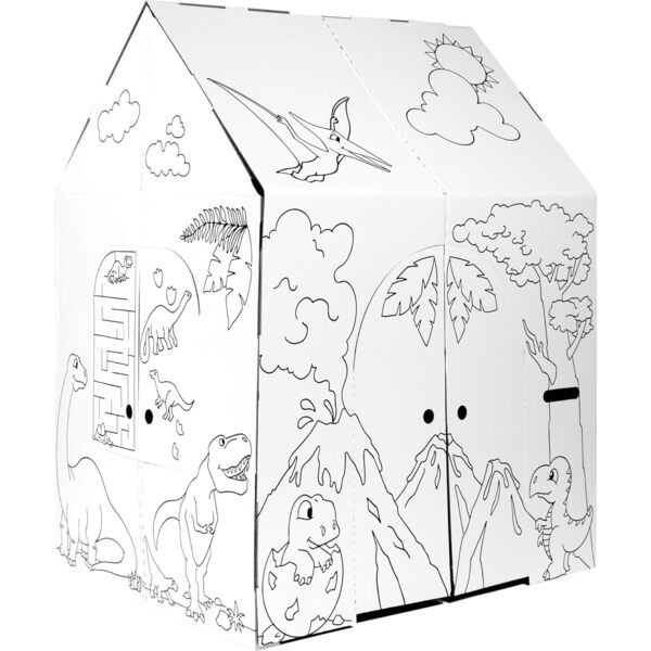 Cardboard Coloring Playhouse Dinosaur House - Kids Art & Craft for Indoor & Outdoor Fun | Maisonette