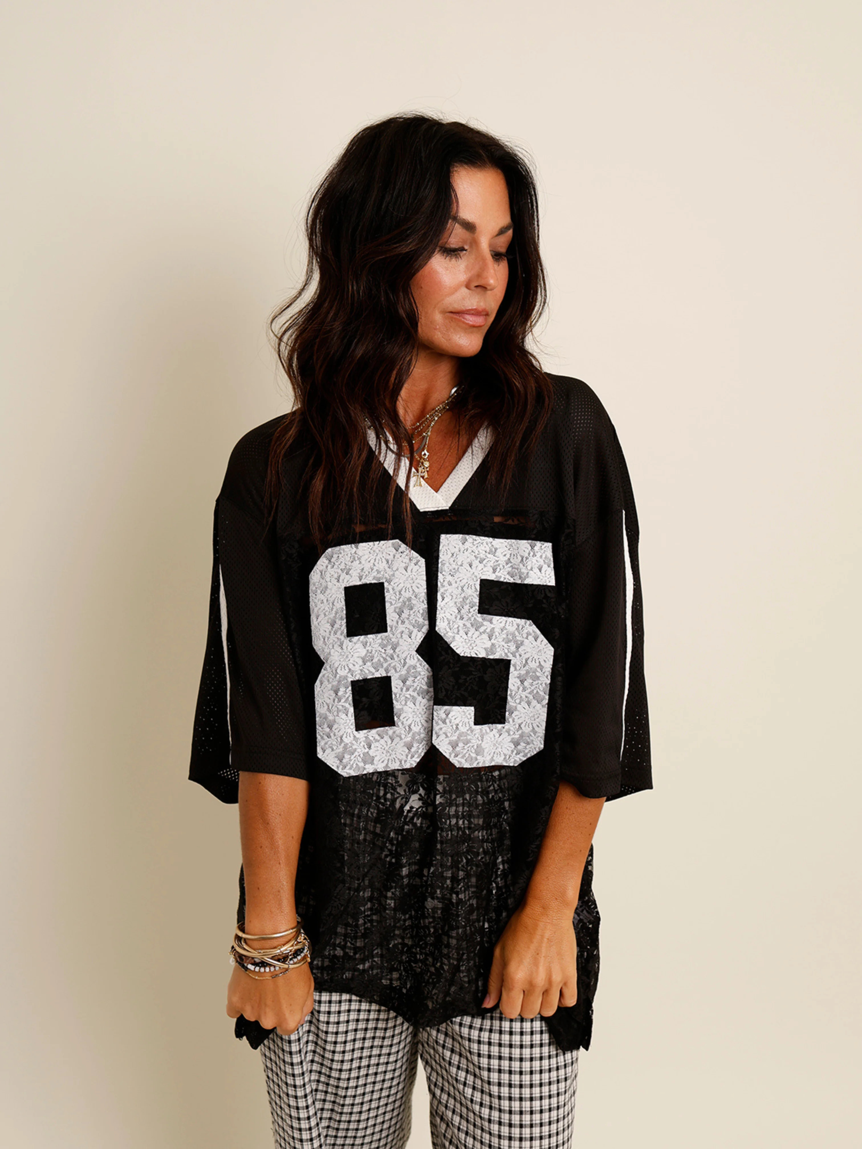 THE HIP EAGLE BOUTIQUE | QB CUTIE SHEER LACE JERSEY X BLACK | The Hip Eagle