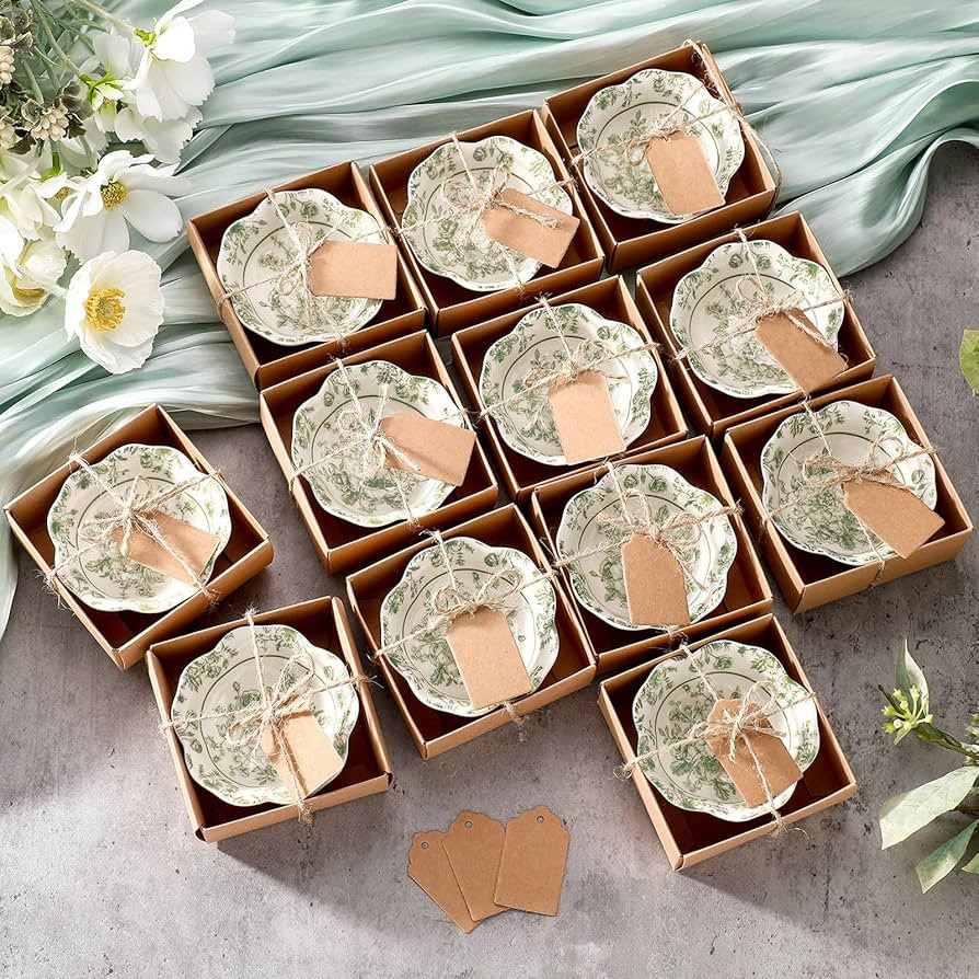 12 Pcs Wedding Favors for Guests Small Ceramic Bowl Bulk Gifts Set 3.3 Inch Floral Design Mini Di... | Amazon (US)