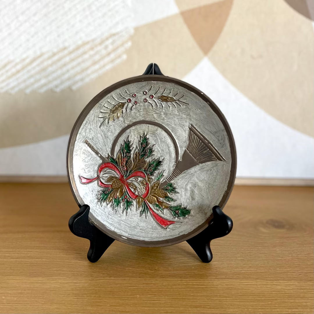 Brass Christmas Plate: Vintage Home Decor - Etsy | Etsy (US)