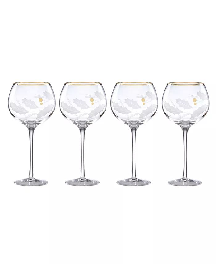 Lenox Holiday Gold 4-piece Balloon Glass Set & Reviews - Glassware & Drinkware - Dining - Macy's | Macys (US)