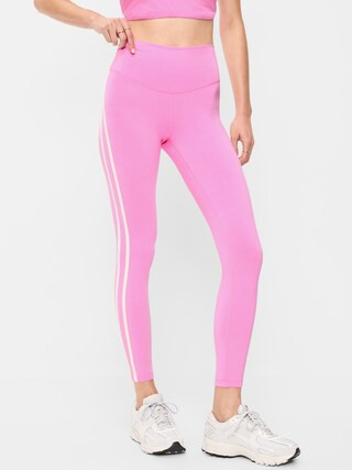 High-Waisted PowerChill Side-Striped 7/8 Cotton Leggings | Old Navy (US)
