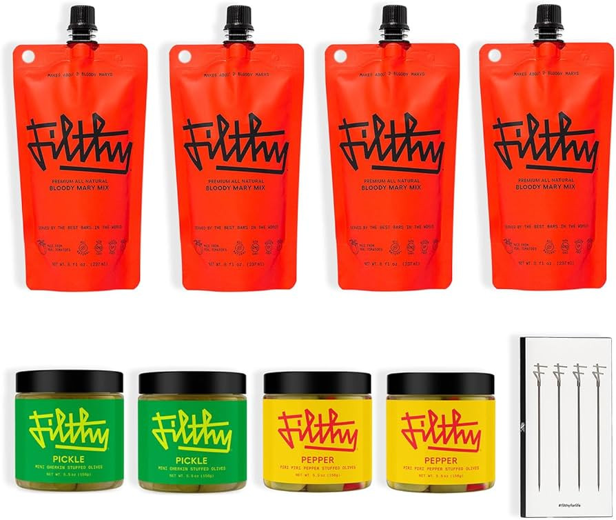 Filthy Bloody Mary Cocktail Kit, Includes Pickle Stuffed Olives, Pepper Stuffed Olives, 4 All-Nat... | Amazon (US)