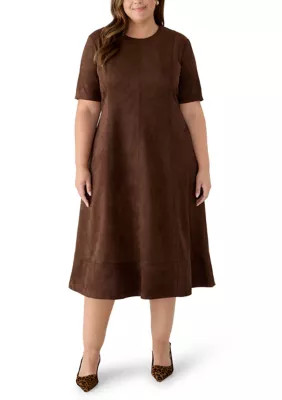 Plus Size Short Suede Midi Dress | Belk