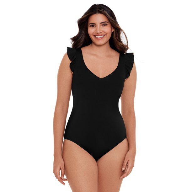 Time and Tru Women’s and Plus Ruffle Strap One Piece Swimsuit | Walmart (US)