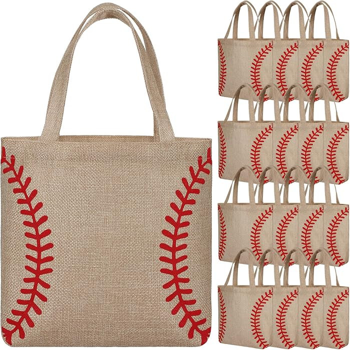 Abbylike 16 Pack Burlap Baseball Snack Bags with Handles Reusable Baseball Gift Goodie Treat Part... | Amazon (US)
