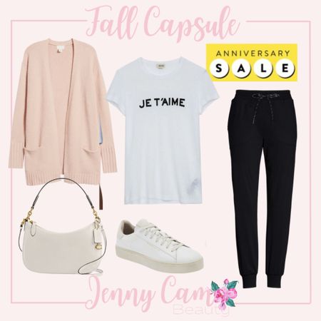 #nsale fall capsule wardrobe white tee pink cardigan black joggers sneakers coach bag

#LTKstyletip #LTKsalealert #LTKxNSale