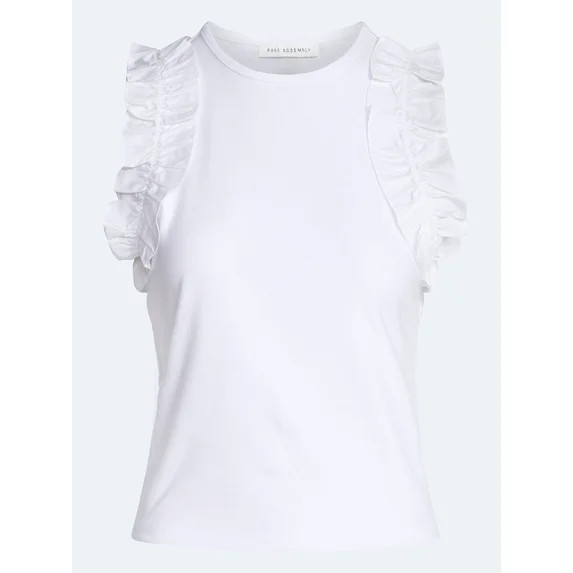 Free Assembly Women's and Women's Plus Ruffle Trim Mixy Tank Top, Sizes XS-4X | Walmart (US)