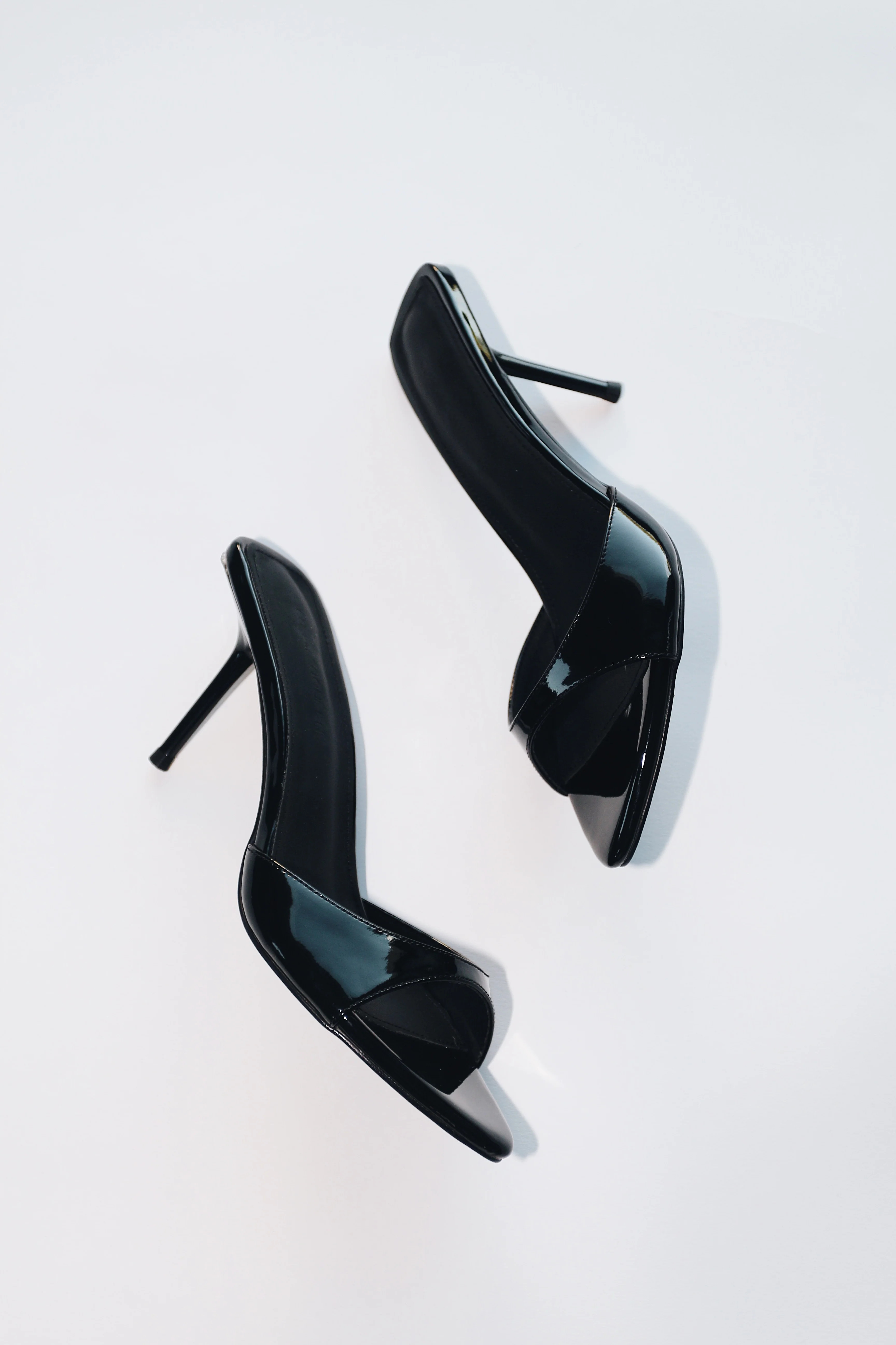 Zena Black Patent Vegan Mules 80 mm | CULT OF COQUETTE