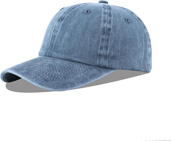 LANGZHEN Unisex Baseball Cap 100% Cotton Fits Men Women Washed Denim Adjustable Dad Hat | Amazon (US)