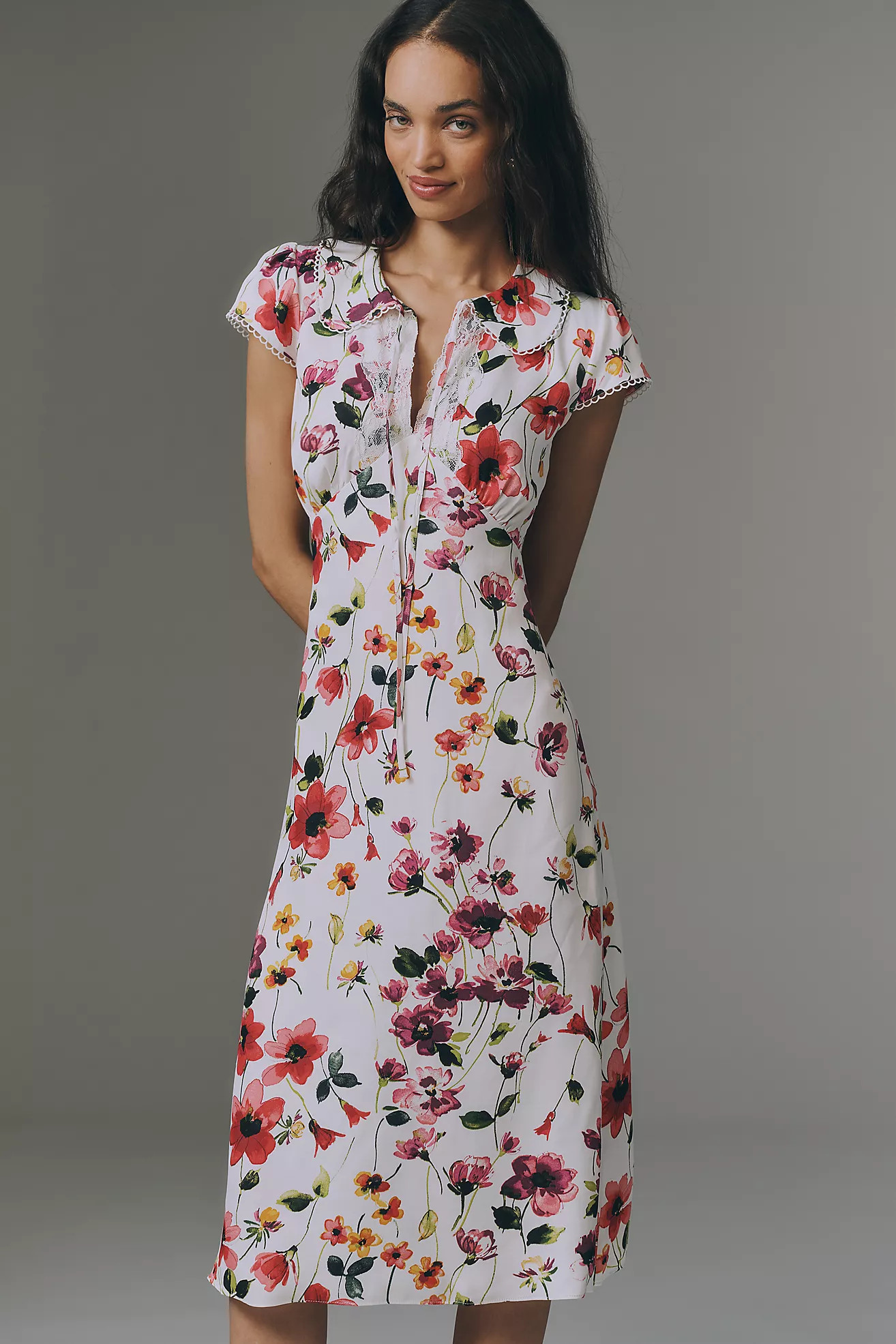 By Anthropologie Collared Short-Sleeve Midi Dress | Anthropologie (US)
